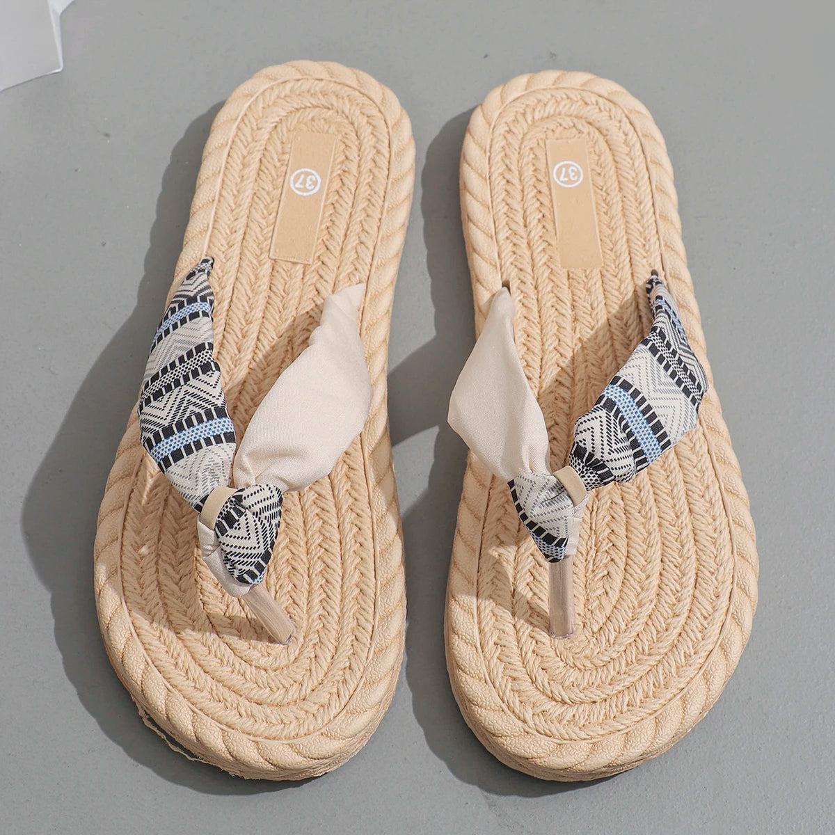 Women’s Ethnic Sandals with Fabric Strap | Anti-Slip Summer Flip-Flops