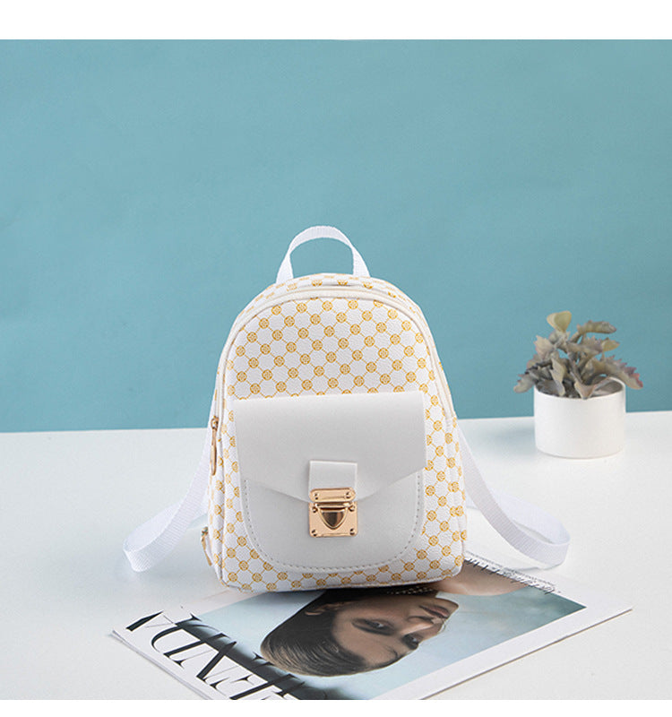 Mini Rugzakje voor Dames – Trendy PU Rugtas met Print en Goudslot | Casual Boekentas 2025