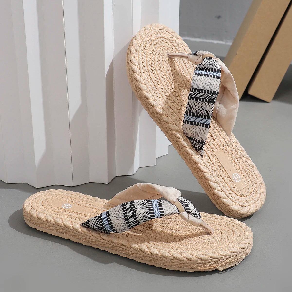 Women’s Ethnic Sandals with Fabric Strap | Anti-Slip Summer Flip-Flops