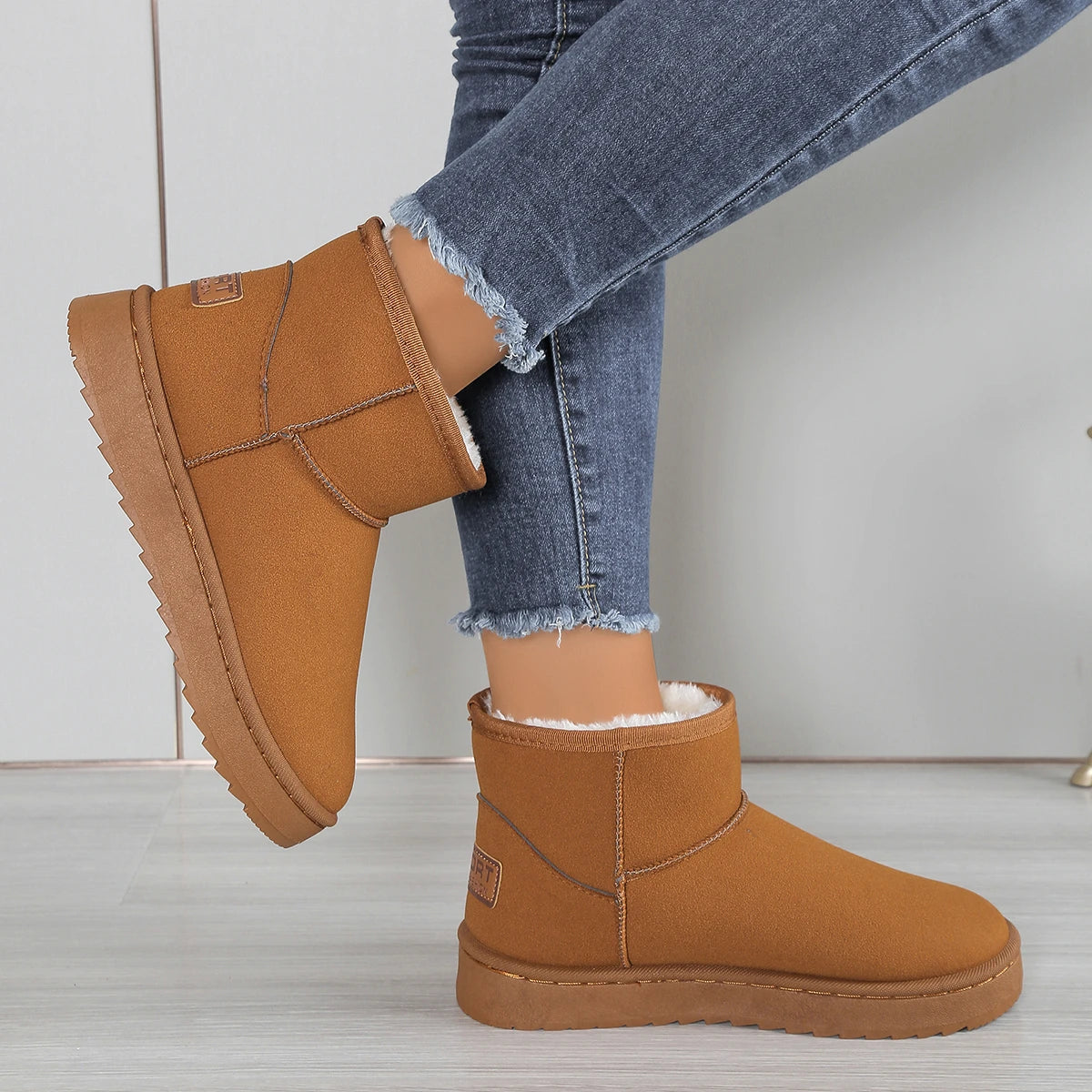 Women’s Winter Snow Boots | Suede Slip-On Ankle Boots with Plush Lining