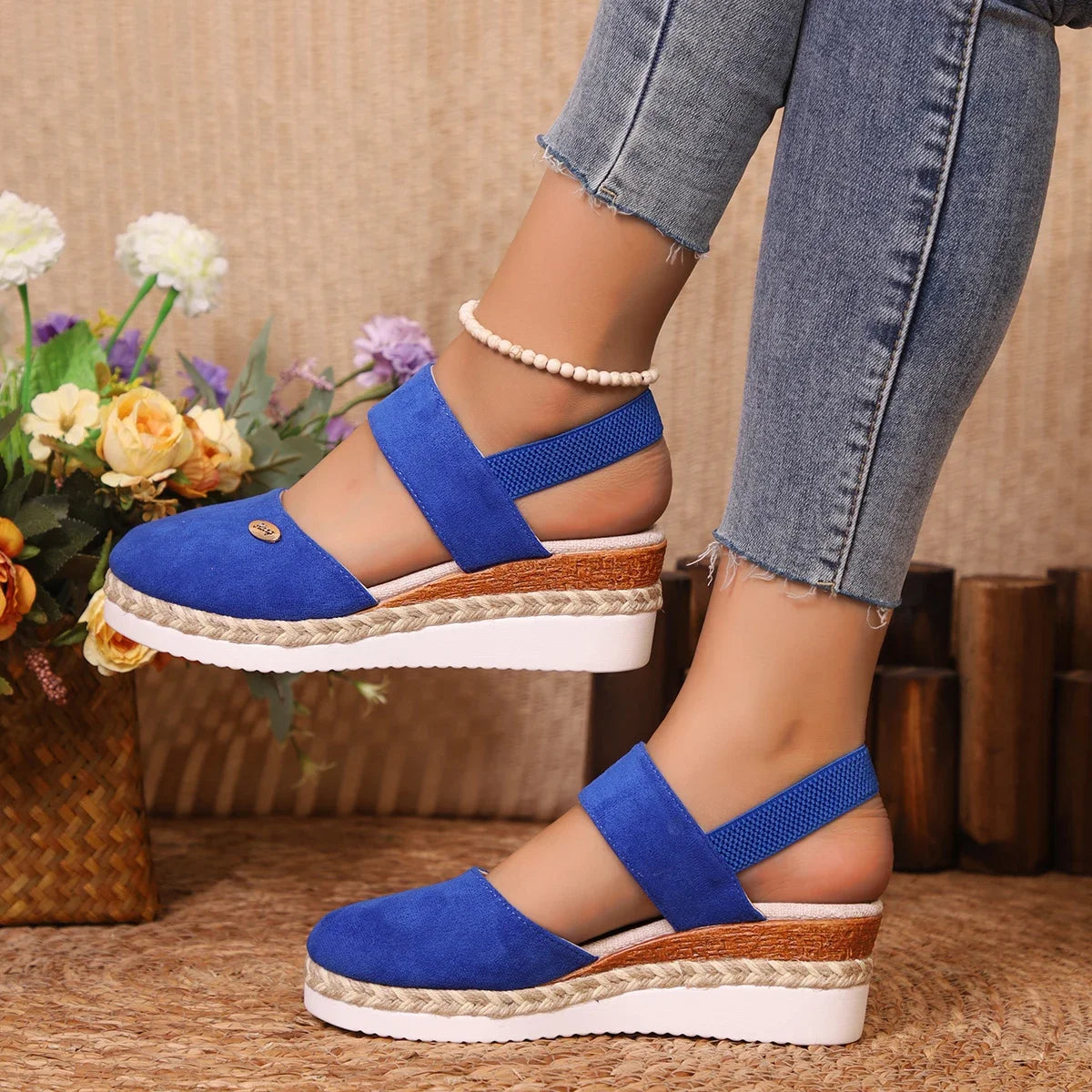 Closed Toe Espadrille Wedge Sandals with Buckle | Summer Gladiator Style Women’s Platform Sandals
