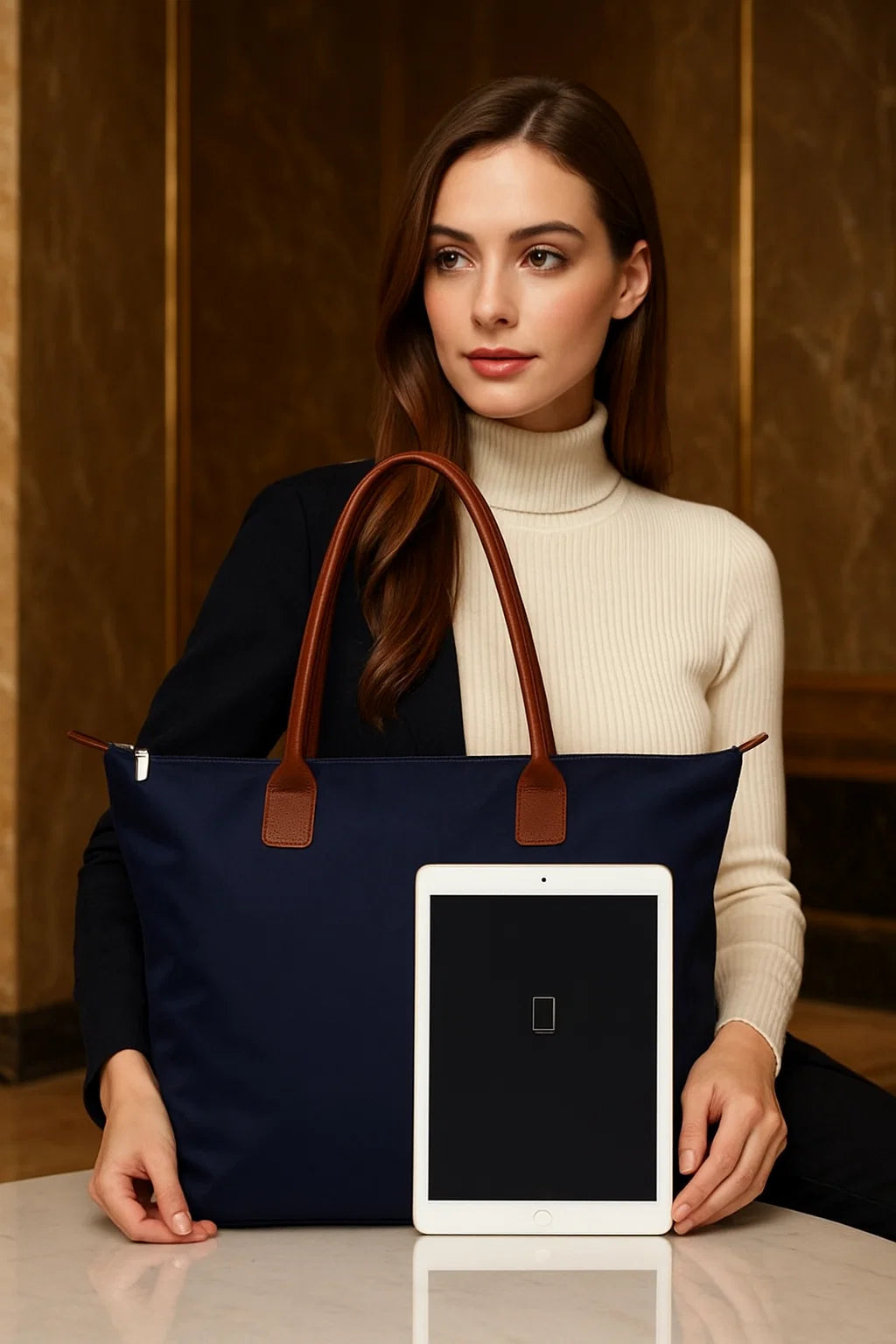 Luxury Canvas Shopper with Leather Handles | Spacious & Stylish