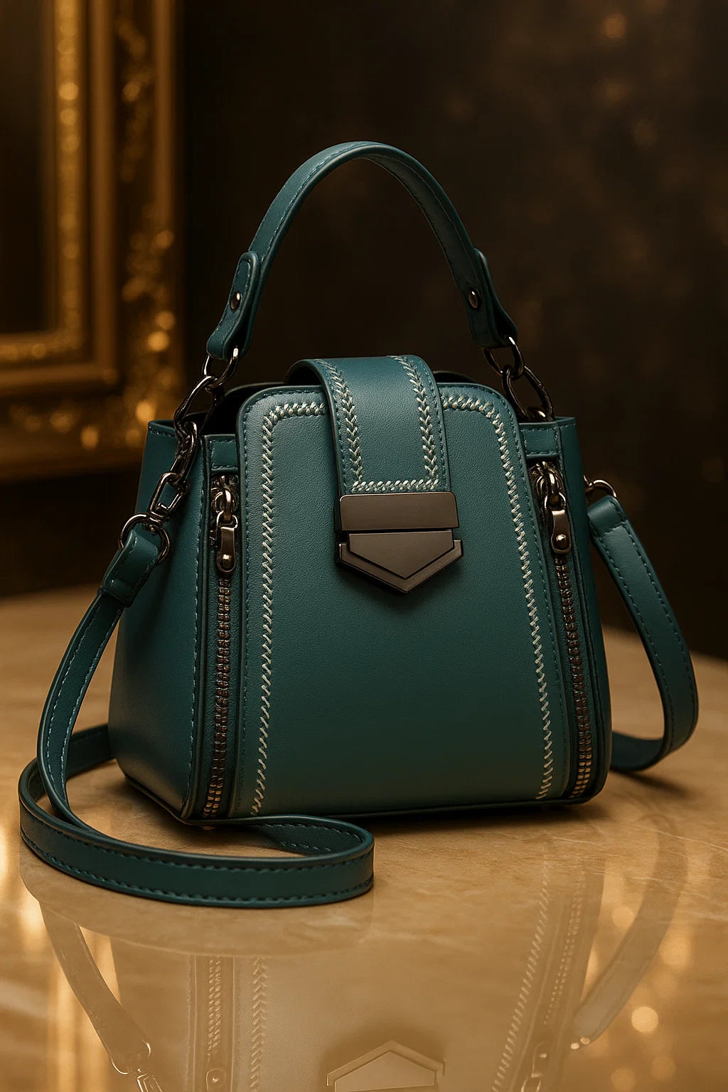 Luxury Shoulder Bag with Zipper & Handle | Elegant & Functional